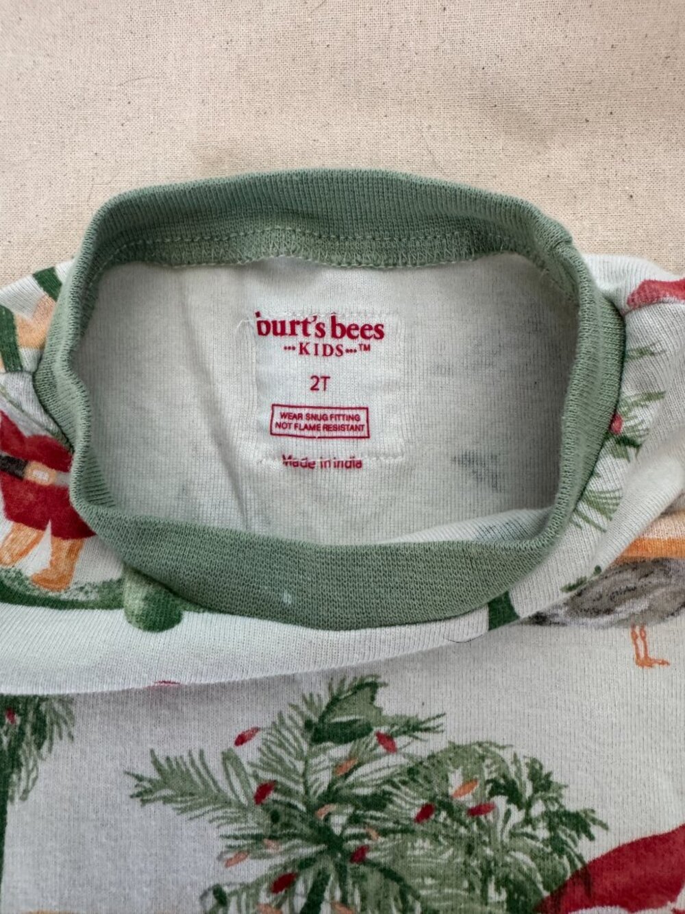 Burt's Bees Pajamas with Santa at the Beach Pattern - Size 2T - Picture 3 of 4